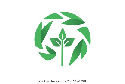 Ecology logo Green rotation leaf logo icon vector illustration