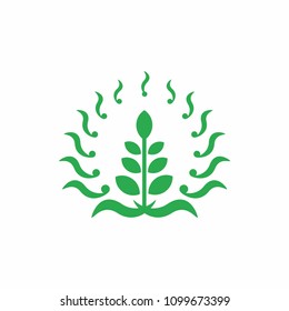 Ecology logo icon. Green leaf botany round. vector