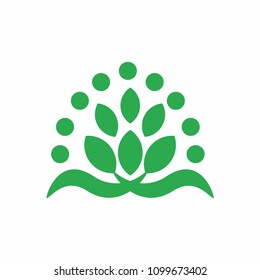 Ecology logo icon. Green leaf botany round. vector