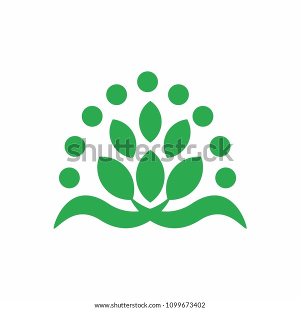 Ecology logo\
icon. Green leaf botany round.\
vector