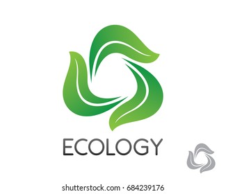 Ecology logo icon with leaves