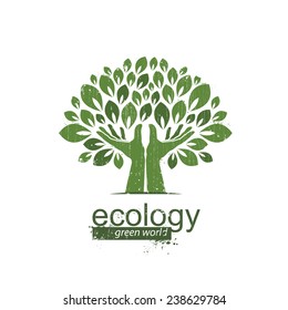 Ecology. Logo, icon, template. Vector illustration