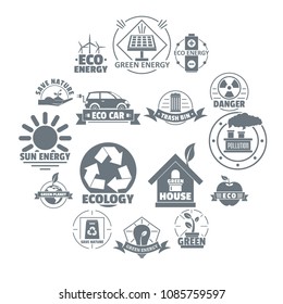 Ecology logo icons set. Simple illustration of 16 ecology logo vector icons for web