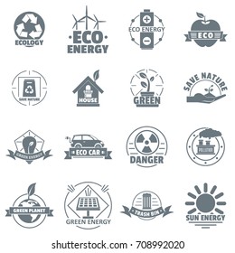 Ecology logo icons set. Simple illustration of 16 ecology logo vector icons for web