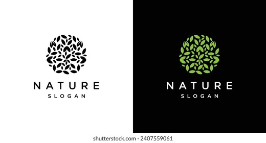Ecology Logo leaf circle design vector. Organic Nature Plants