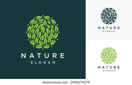 Ökologie Logo Blatt Kreis Design Vektorgrafik. Naturen	