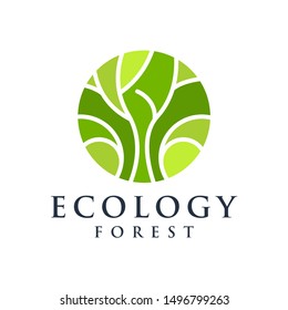 ecology logo - modern green abstract - natural tree leaves