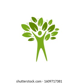 Ecology logo. Nature, environment, natural label. Vector illustration