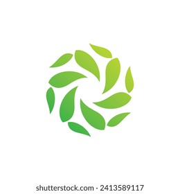 Plantilla de diseño de vectores verdes retorcidos con logotipo ecológico. Ilustración del vector