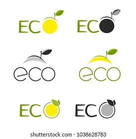 Ecology logo symbol set vector