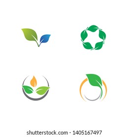 Ecology logo template vector icon illustration