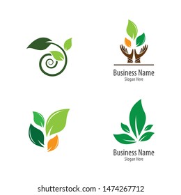 Ecology logo template vector icon illustration