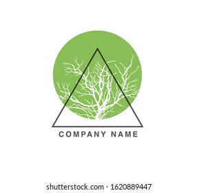 Logo de la ecología con silueta de árbol. Ilustración vectorial.