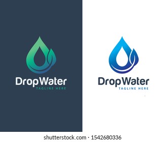 Ecology logo, Water Drop Leaf Logo, Water Drop Design Template vector illustration
