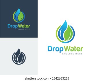 Ecology logo, Water Drop Leaf Logo, Water Drop Design Template vector illustration