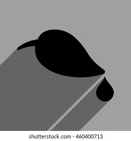 Ecology long shadow vector icon. Style is a flat ecology black iconic symbol on a gray square background with longshadow.