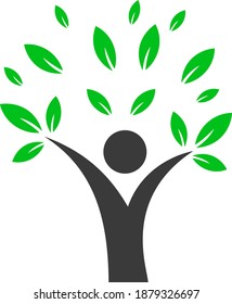 Ecology man icon with flat style. Isolated vector ecology man icon image on a white background.