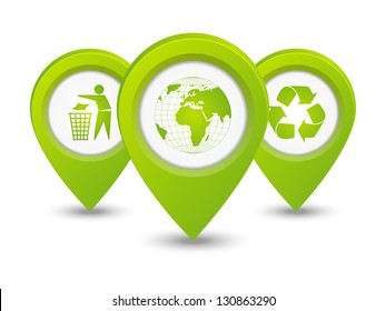 Ecology map pointers on white