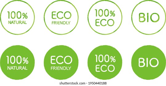 Ecology mark set with colored pencil texture
