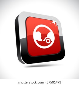 Ecology metallic 3d vibrant square icon.