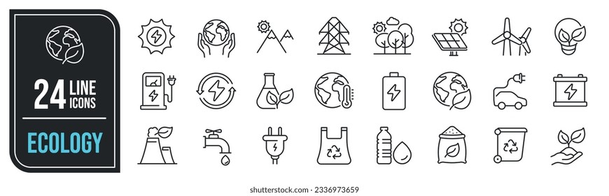 Ecology minimal thin line icons. Related eco, environment, global warming, power. Vector illustration.