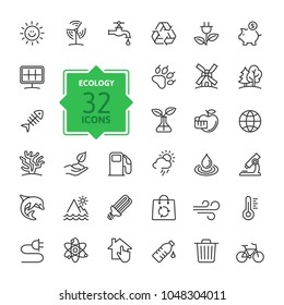 Ecology minimal thin line web icon set. Outline icons collection. Simple vector illustration