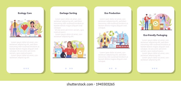 Ecology mobile application banner set. Idea of environmental protection