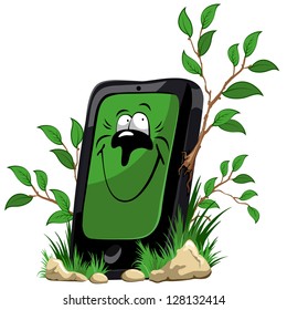 Telefonía móvil ecológica, ilustración de vector conceptual