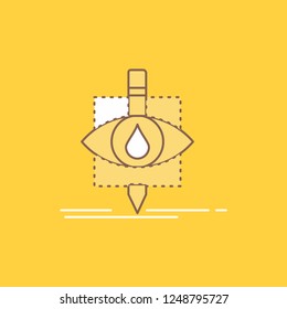 Ecology, monitoring, pollution, research, science Flat Line Filled Icon. Beautiful Logo button over yellow background for UI and UX, website or mobile application