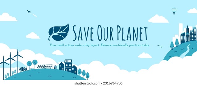 Ecology motif vector banner illustration ( SDGs,  nature conservation )