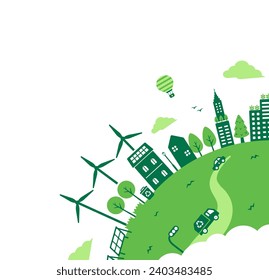 Ecology motif vector illustration for corner design ( SDGs,  nature conservation ) 