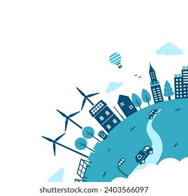Ecology motif vector illustration for corner design ( SDGs,  nature conservation ) 