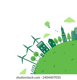 Ökologisches Motiv, Vektorgrafik für Eckdesign ( SDGs, Naturschutz ) 