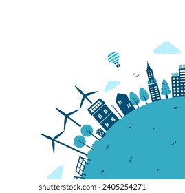 Ecology motif vector illustration for corner design ( SDGs,  nature conservation ) 