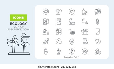 Ecology natural resources Icon set, Eco friendly color outline icon pack