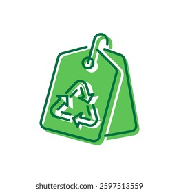 Ecology Nature Badge Pictogram. Bio Ecological Organic Paper Label with Arrow Icon Recycle Symbol. Eco Natural Tag Price for Sale Icon. Editable Stroke. Isolated Vector Illustration.