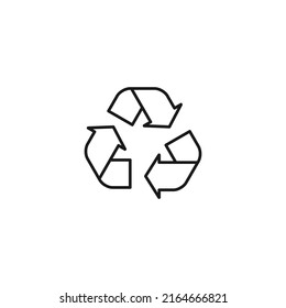 Ecology, nature, eco-friendly concept. Outline symbol drawn with black thin line. Suitable for adverts, packages, stores, web sites. Vector line icon of arrow as symbol of recycle 
