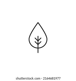 Ecology, nature, eco-friendly concept. Outline symbol drawn with black thin line. Suitable for adverts, packages, stores, web sites. Vector line icon of leaf of plant 
