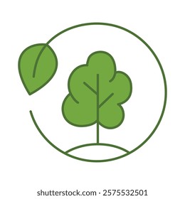 Ecology and Nature Green Icon. Concept of Green Technology, Climate Change, Environmental Sustainability Symbol in Minimal Style. Editable Stroke Vector Illustration Line Icon