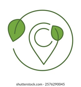 Ecology and Nature Green Icon. Concept of Green Technology, Climate Change, Environmental Sustainability Symbol in Minimal Style. Editable Stroke Vector Illustration Line Icon