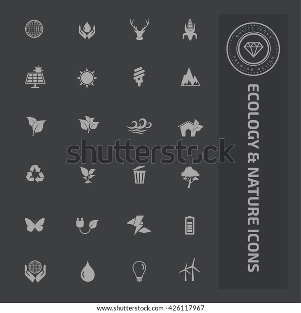 Ecology\
and nature icon set on clean\
background,vector