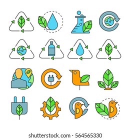 ecology and nature icons color style