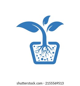 Ecology, nature, leaf icon. Blue vector graphics.