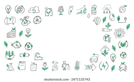 ecology. nature. protection of nature. trees. water. petrol. pack. biodegradable items. preserve nature. environment protection. EPS 10. on a white background. black color. lines. doodle. actual. curr