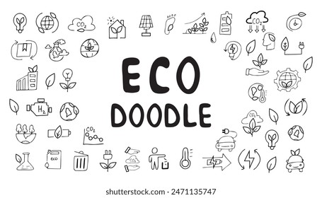 ecology. nature. protection of nature. trees. water. petrol. pack. biodegradable items. preserve nature. environment protection. EPS 10. on a white background. black color. lines. doodle. actual. curr