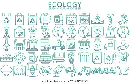 Ecology and Nature Vector gradient outline Icon. Contains such as Environment, Eco, Green Energy, Alternative Power, Bio Fuel, Recycle, Green Mindset, Water drop and more. eps 10 ready convert to SVG.