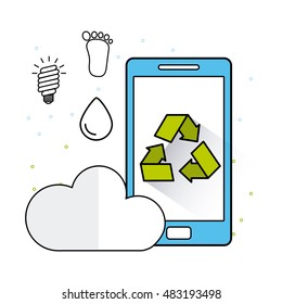 ecology online technology flat icons vector illustration design