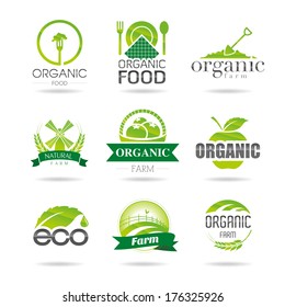 Ecology, organic, farm icon set. Eco-icons