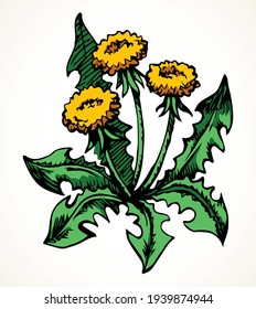 Ecology organic fresh prime seed bouquet decor set on light paper text space backdrop. Freehand outline black color ink pen hand drawn eco object emblem design in retro art doodle style. Close up view