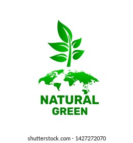 Ecology organic green planet earth. sign on a white background. Vector illustration